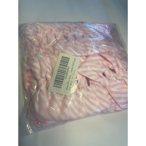 30 3" Twist Tie Pink Striped Grosgrain Ribbon Bows - Picture 9 of 9